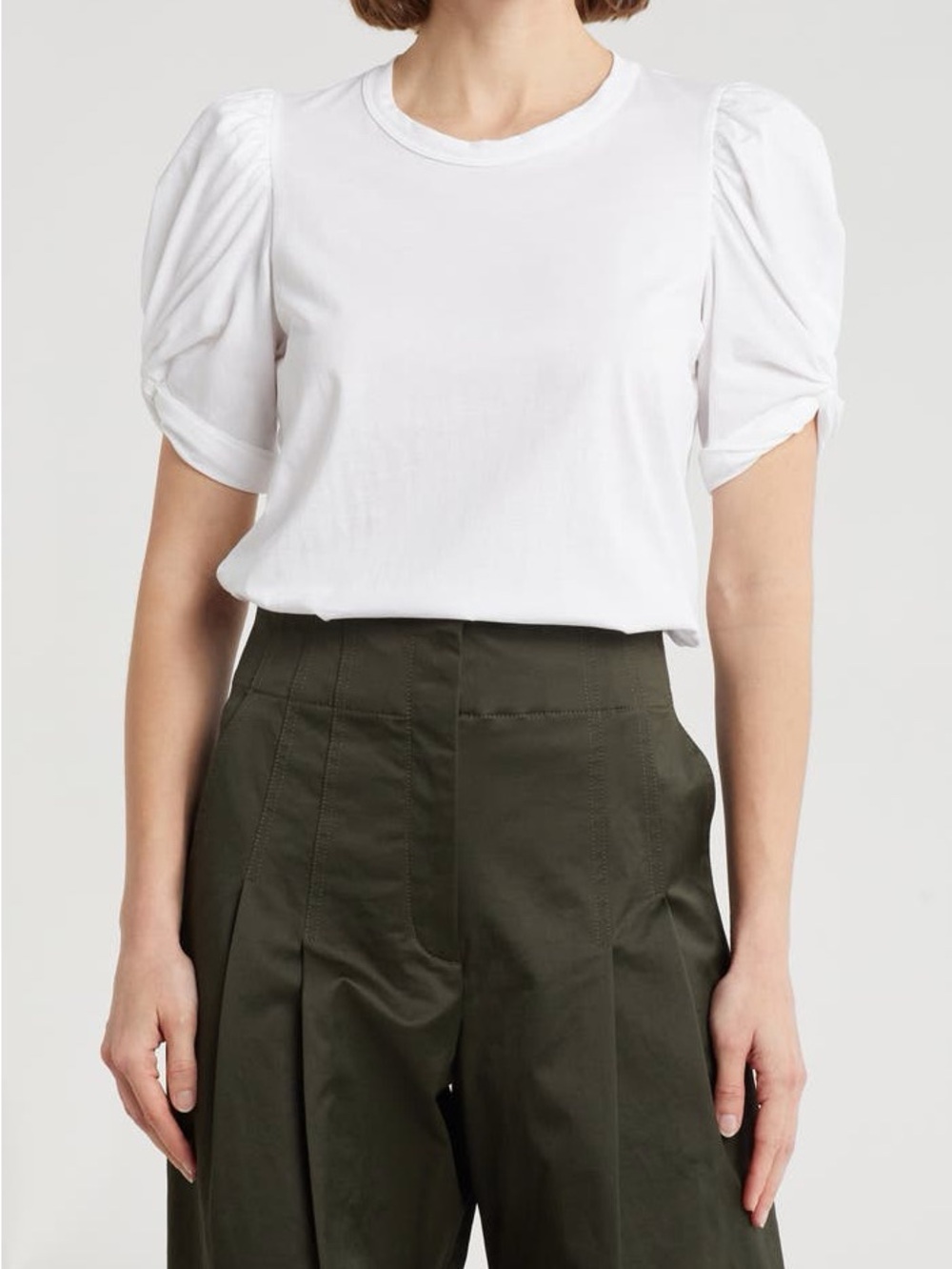 ALC Kati white cotton puff sleeve crew neck short sleeve top Size XS chic